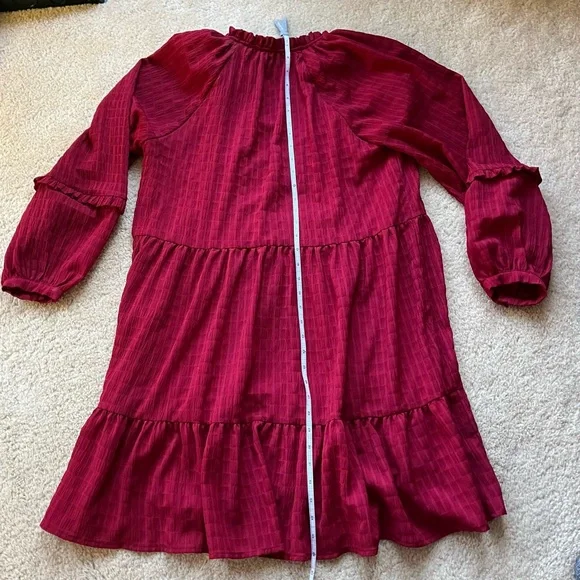 Mare Mare X Anthropologie Anne Lined Dark Red Tiered Ruffled Dress - M - EUC - Picture 8 of 8